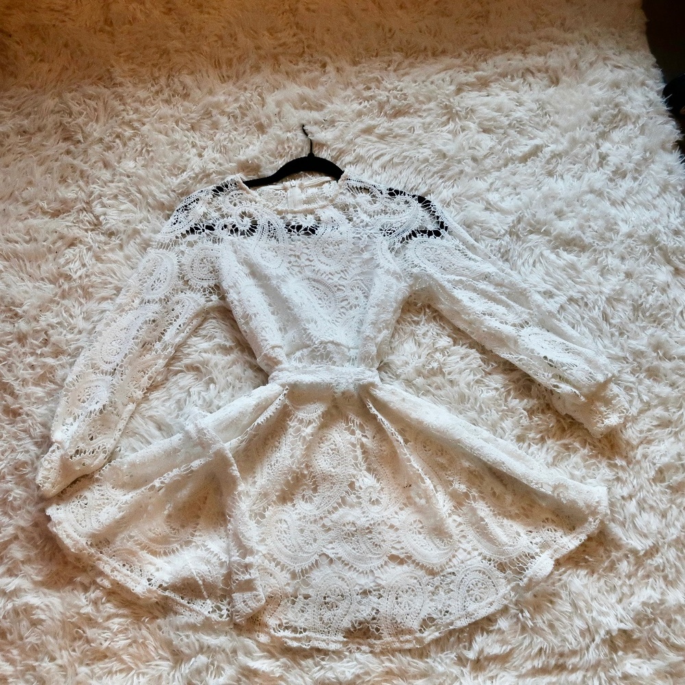 Girls Self belted Lace Dress